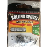 Вертлюги с застёжками ATORA Rolling swivel with nice snap nr.10 10tk