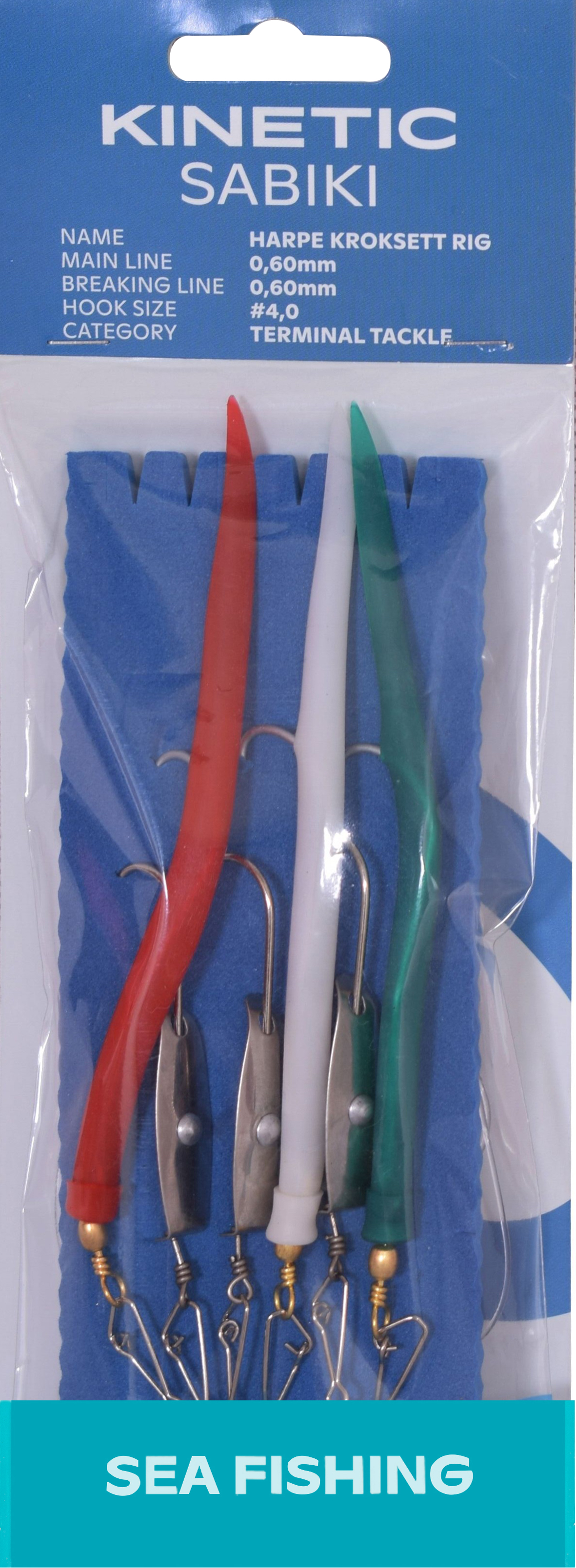 Rakendus KINETIC Harpe Kroksett #4/0 Green/White/Red