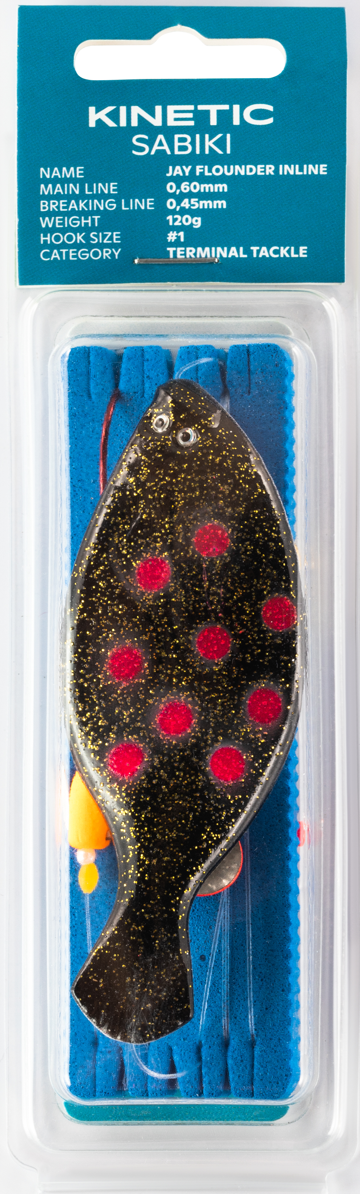 Rakendus KINETIC Jay Flounder Inline 120g #1 Black/Red Dots